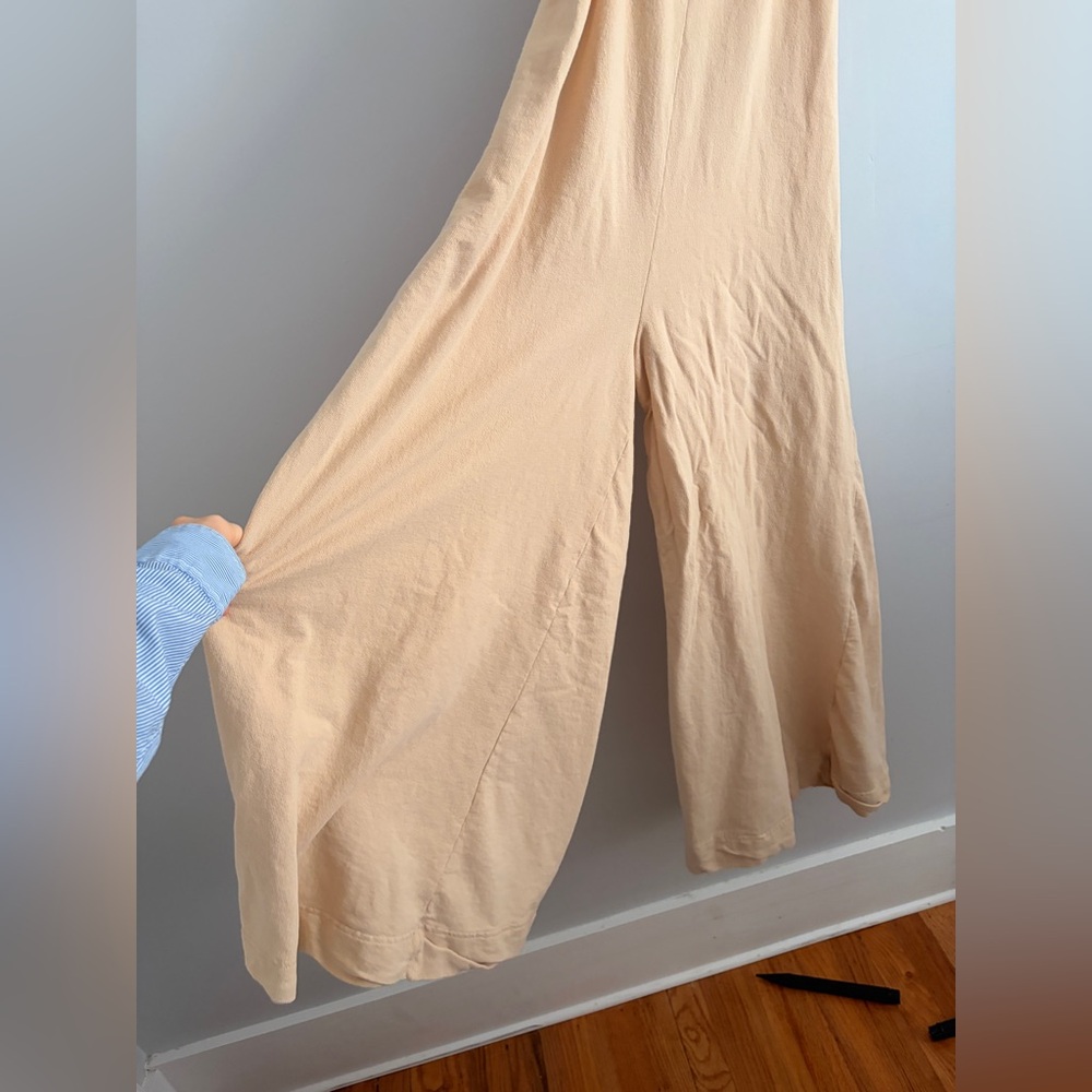 Urban Outfitters Out From Under Jumpsuit Cream Medium Wide Leg Outfit - Picture 8 of 9